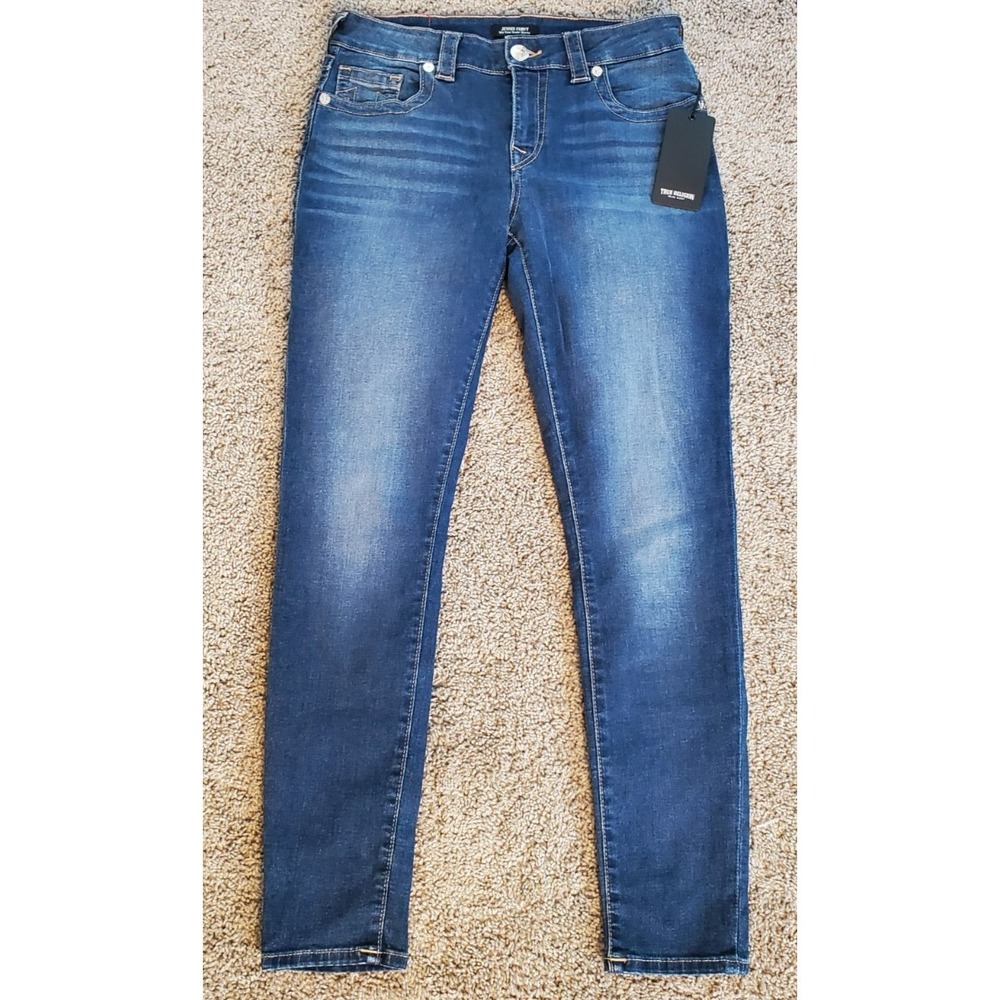 True Religion Women's Jennie Curvy Mid Rise Super Skinny Blue Jeans Size 29 NWT